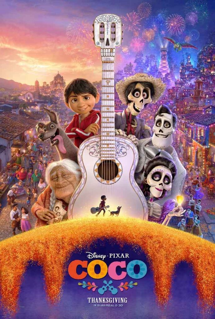 Coco es una película de PIxar ambientada en el Día de Muertos de México.