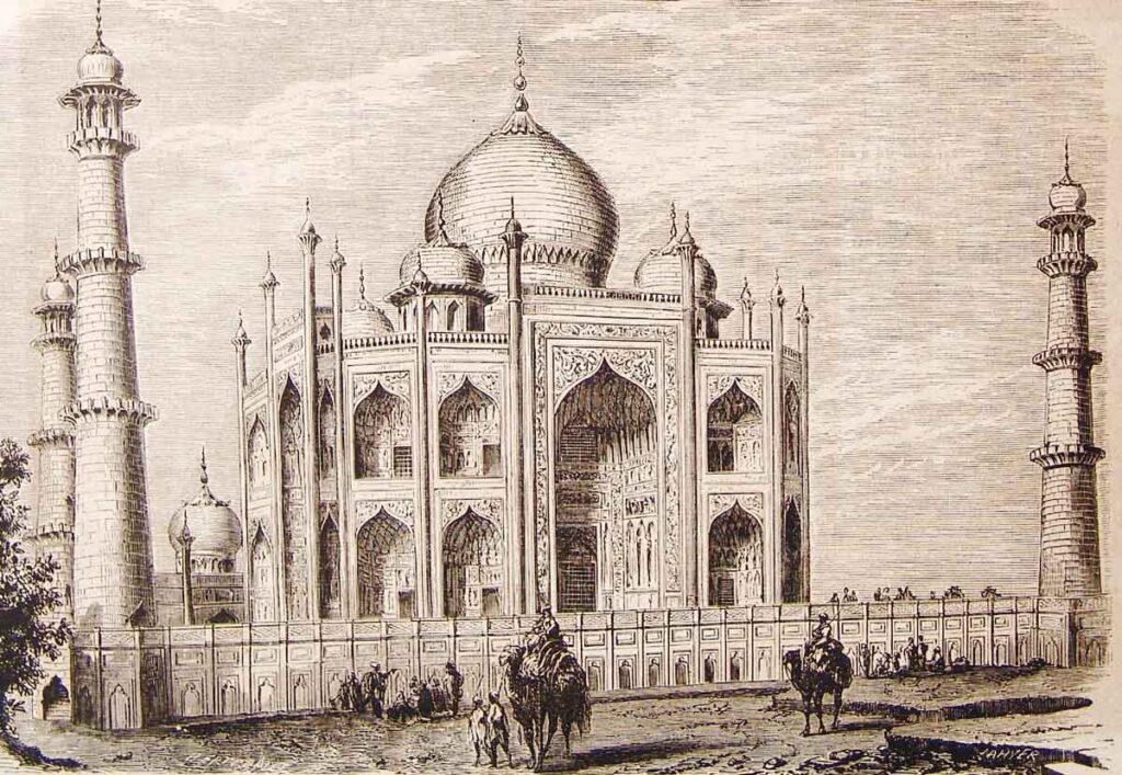 Ilustración del Taj Mahal, una de las siete maravillas del mundo moderno.