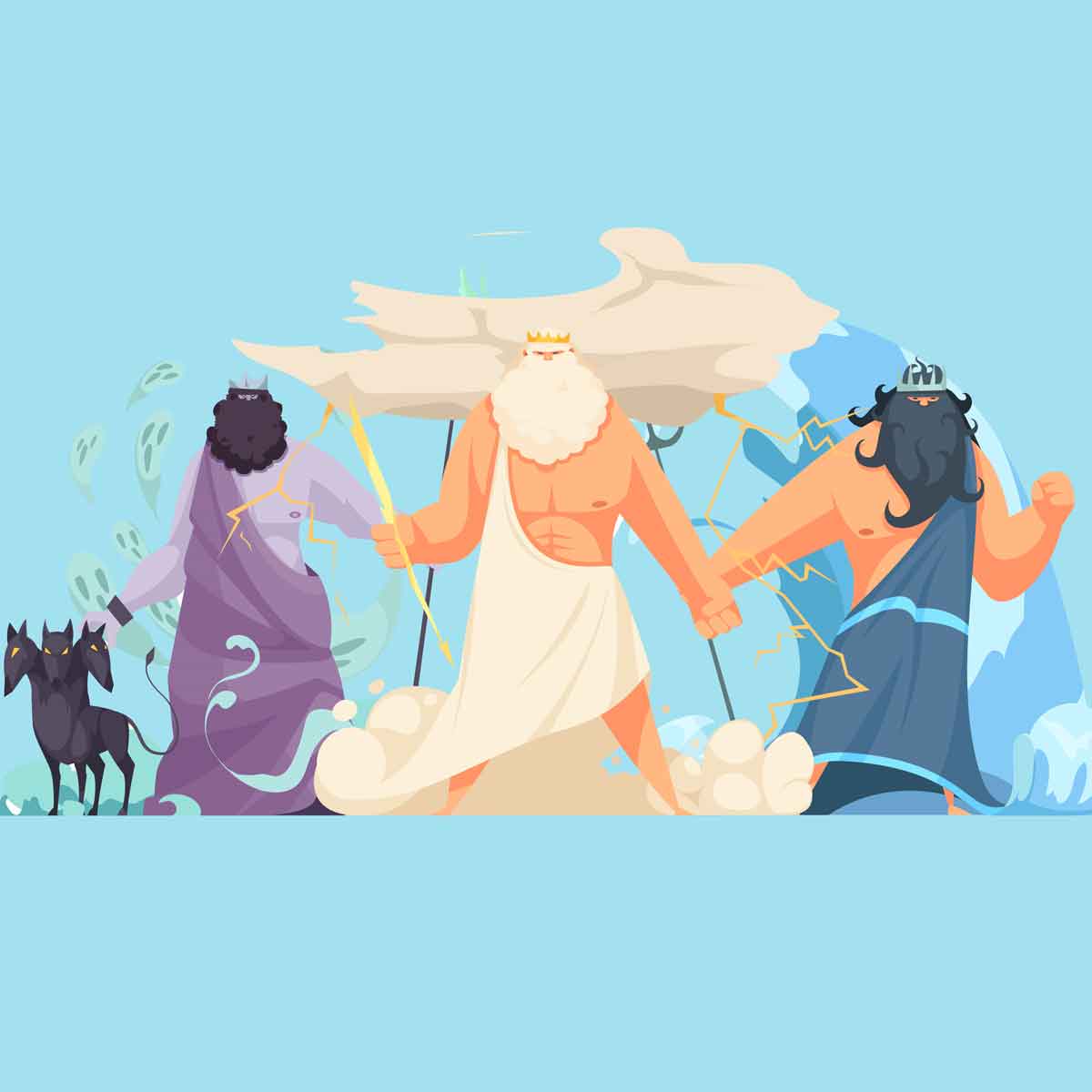 Los dioses griegos y los titanes más importantes de la mitología griega.