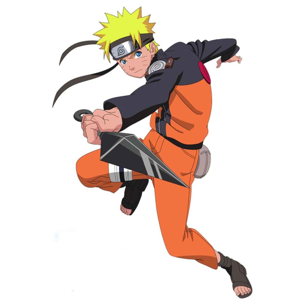 Naruto Uzumaki es el protagonista de la serie. Es un ninja que evoluciona a lo largo de la historia, convirtiéndose en un poderoso luchador.
