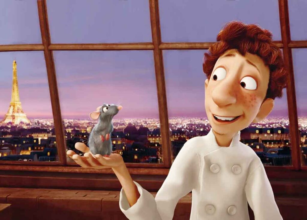 Ratatouille es una película de Disney Pixar en la que el protagonista es un ratón con grandes dotes para la cocina.