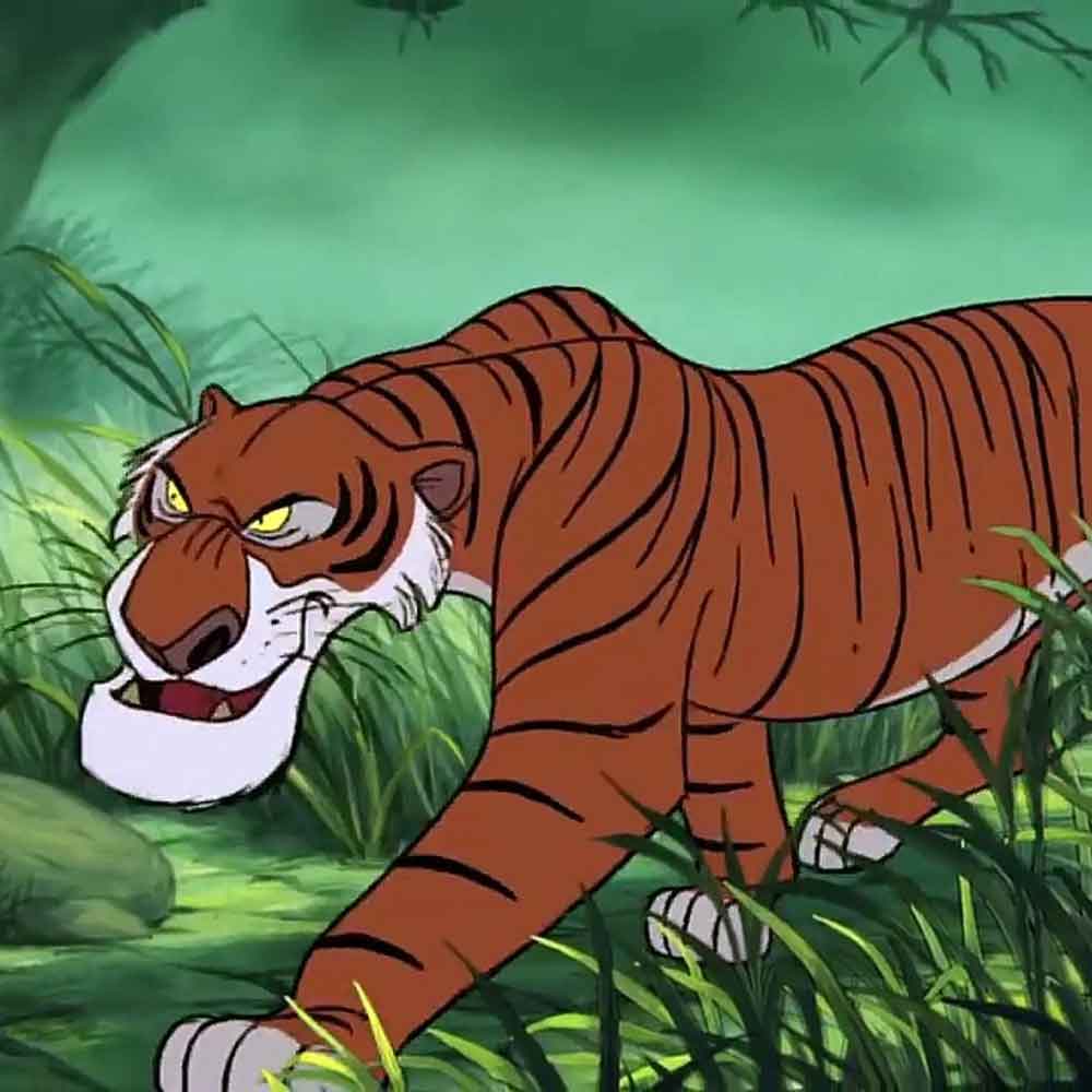 Shere Khan es el tigre villano que aparece en la película del Libro de la Selva, basada en el libro de Kipling.