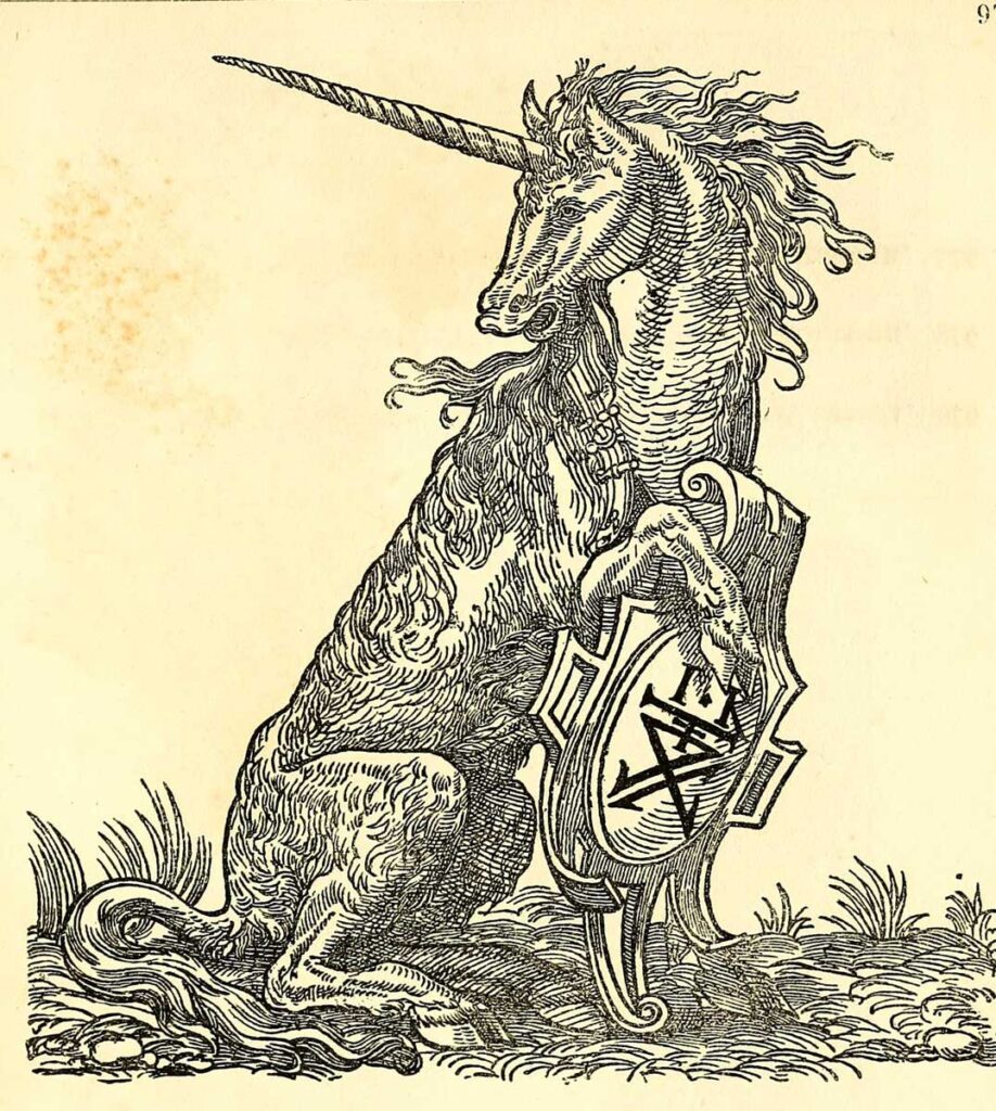 El unicornio era un caballo muy rápido que tenía un cuerno en la cabeza y que a veces se le atribuían poderes mágicos.