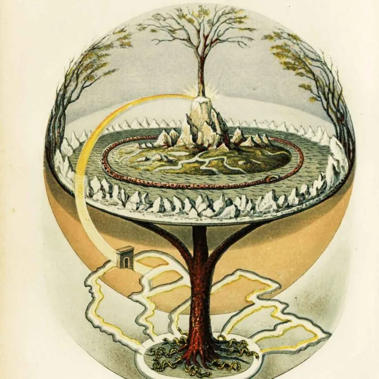 Yggdrasil, es un fresno de la cosmología nórdica.